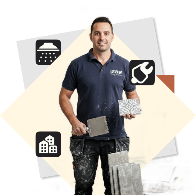 Tile specialist leveling a new floor